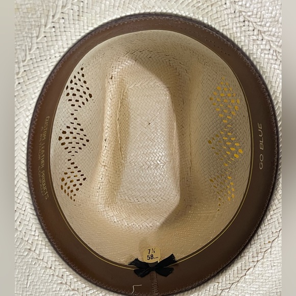 Biltmore Western Michigan Gold Feather Hat Band Straw Cowboy Hat Sz 7 1/4 (58) - Picture 6 of 12